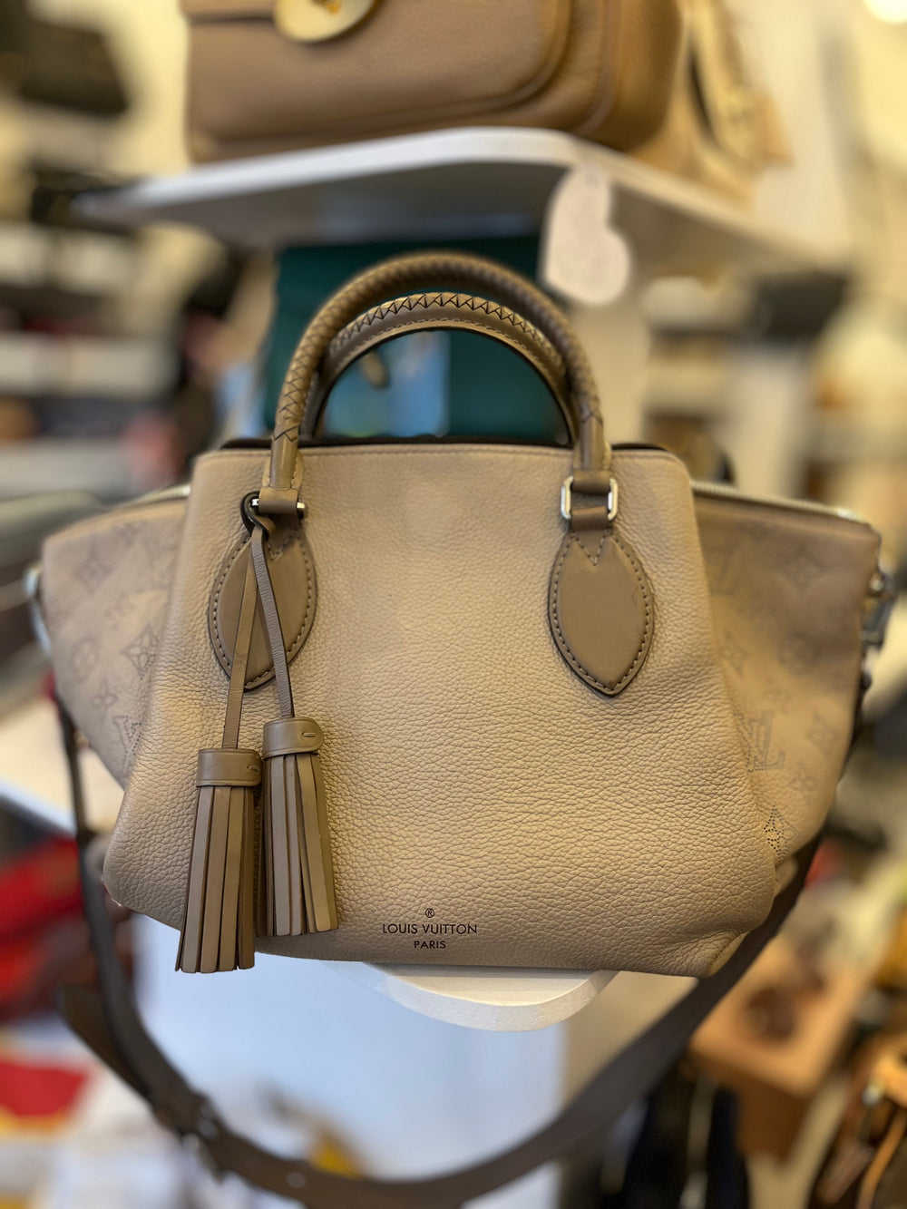 Pre Loved Louis Vuitton Mahina Haumea Bag in Two-Tone Beige