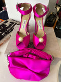 Pre Loved Jimmy Choo Socorie 120 Platform Heels UK 4.5 - Pre Loved Jimmy Choo Fuchsia Bonny Bag