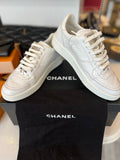 Chanel White CC Logo Leather Trainers UK 6.5