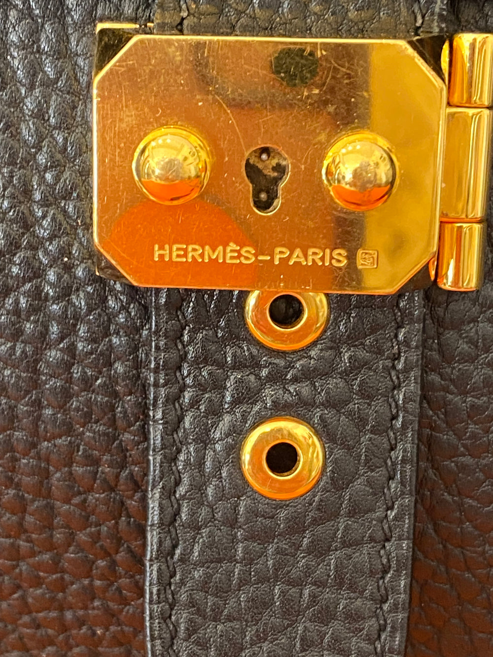 Pre Loved Hermes Sac a Depeches Briefcase 40 in Black Grained Leather year 1986