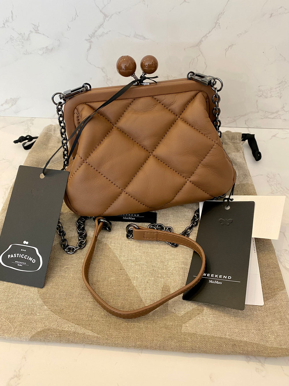 Max Mara Weekend Borsa Classic Small Chain Shoulder Bag Brown (NEW)
