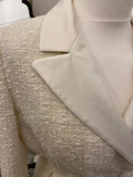 Pre Loved Self Portrait Metallic Ivory Boucle Mini Dress UK6 fits uk8 (new).