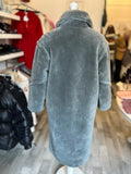 Popski Shearling Teddy Coat in Slate Size S fits U.K. 10-12