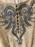 Hermes Rare Vintage Suede Dress with Hand Beaded Ethnic Embellishment FR38 UK 10