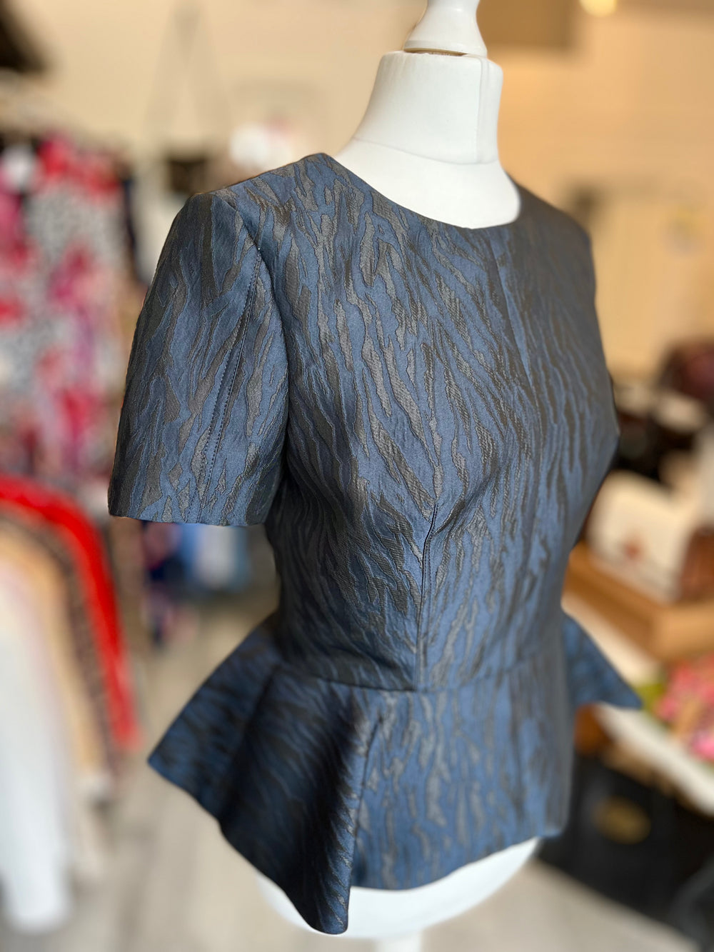 Pre Loved Alexander McQueen Black & Navy Peplum Top