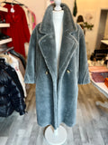 Popski Shearling Teddy Coat in Slate Size S fits U.K. 10-12