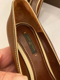 Pre Loved Louis Vuitton Flower Motif Brown Leather Heels UK 6