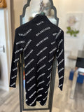Pre Loved Balenciaga Black & White Ribbed Logo Dress size M