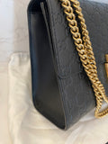Pre Loved Gucci Guccissima Padlock Shoulder Bag in Black Leather