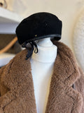 Gucci Leather Trimmed Black Beret (reserved)