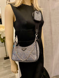 Pre Loved Prada Crystal Embellished Re-Edition 2005 Crossbody Bag (as new)