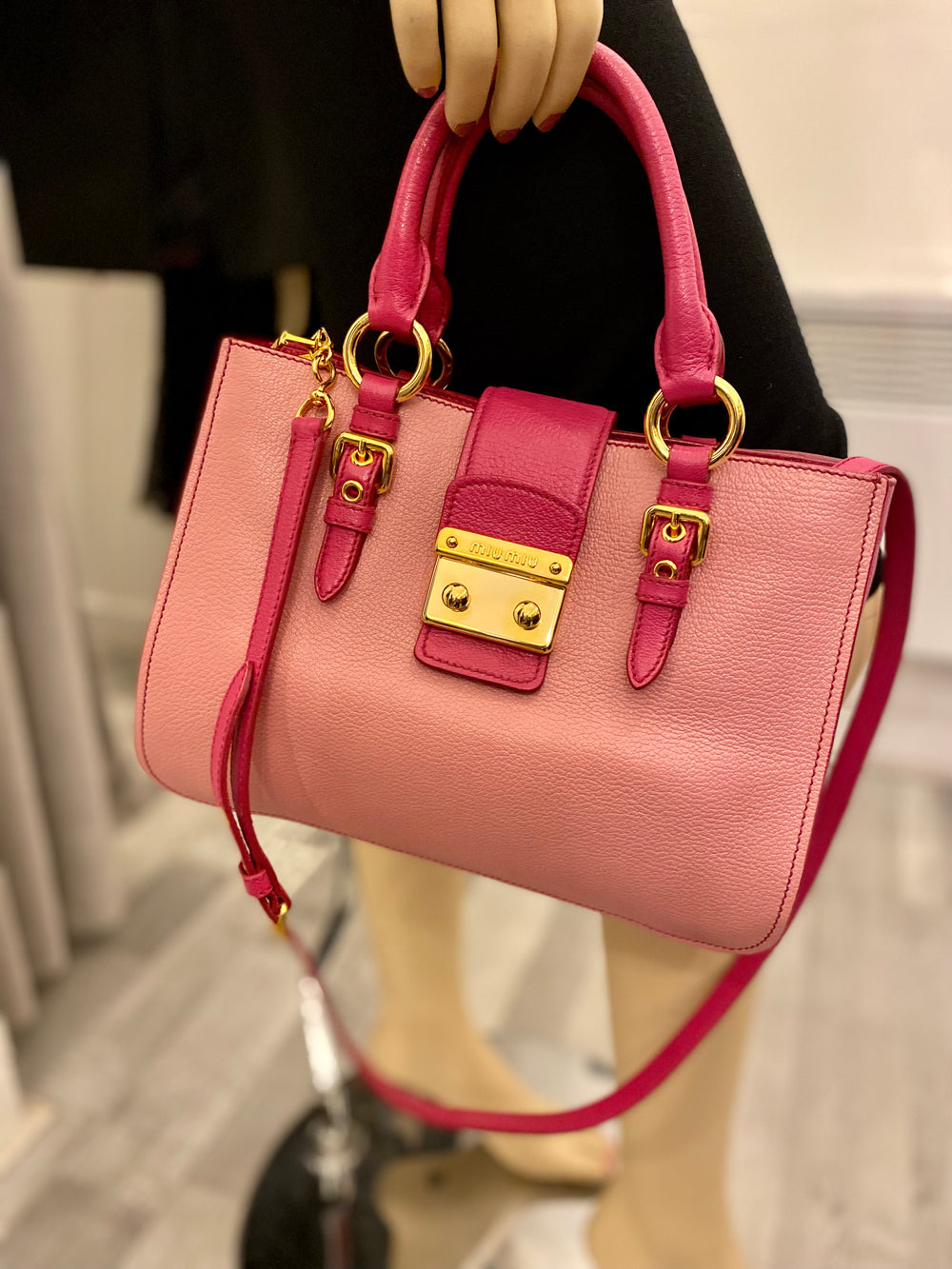 Pre Loved Miu Miu Pink Madras Two Way Bag