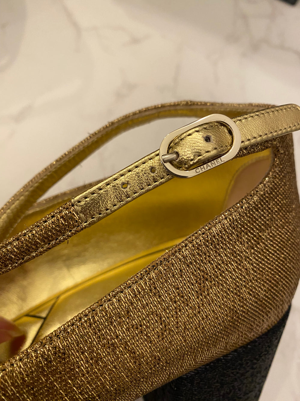 Pre Loved Chanel Black & Gold Mary Jane Heels UK 6 (new)