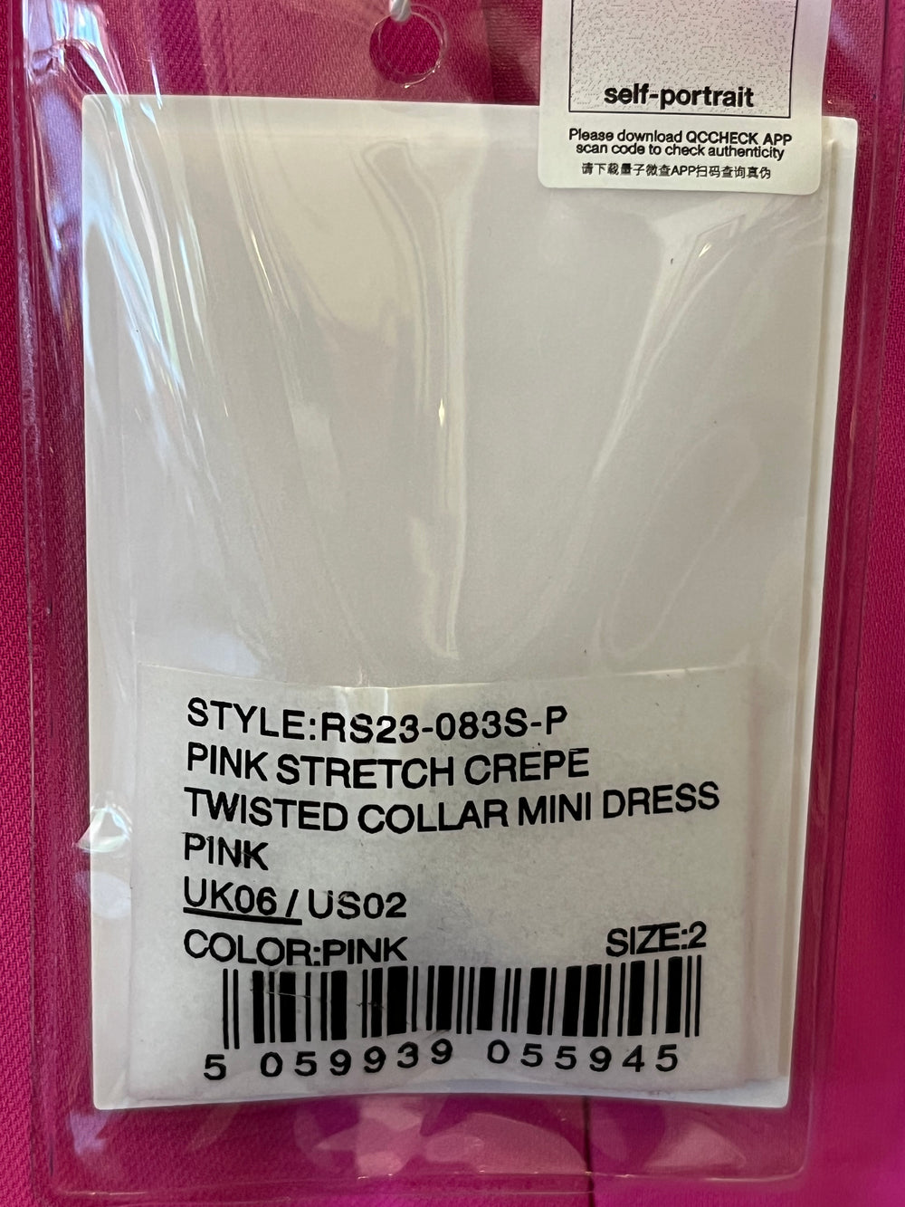 Pre Loved Self Portrait Pink Twisted Collar Mini Dress Uk6 (new)