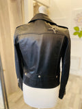 Saint Laurent Black Lambskin Biker Jacket with studded detail and star brooch FR 38 (Fits Uk6/8)