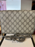 Pre Loved Gucci Dionysus chain wallet in GG canvas silver tone hardware - Excellent