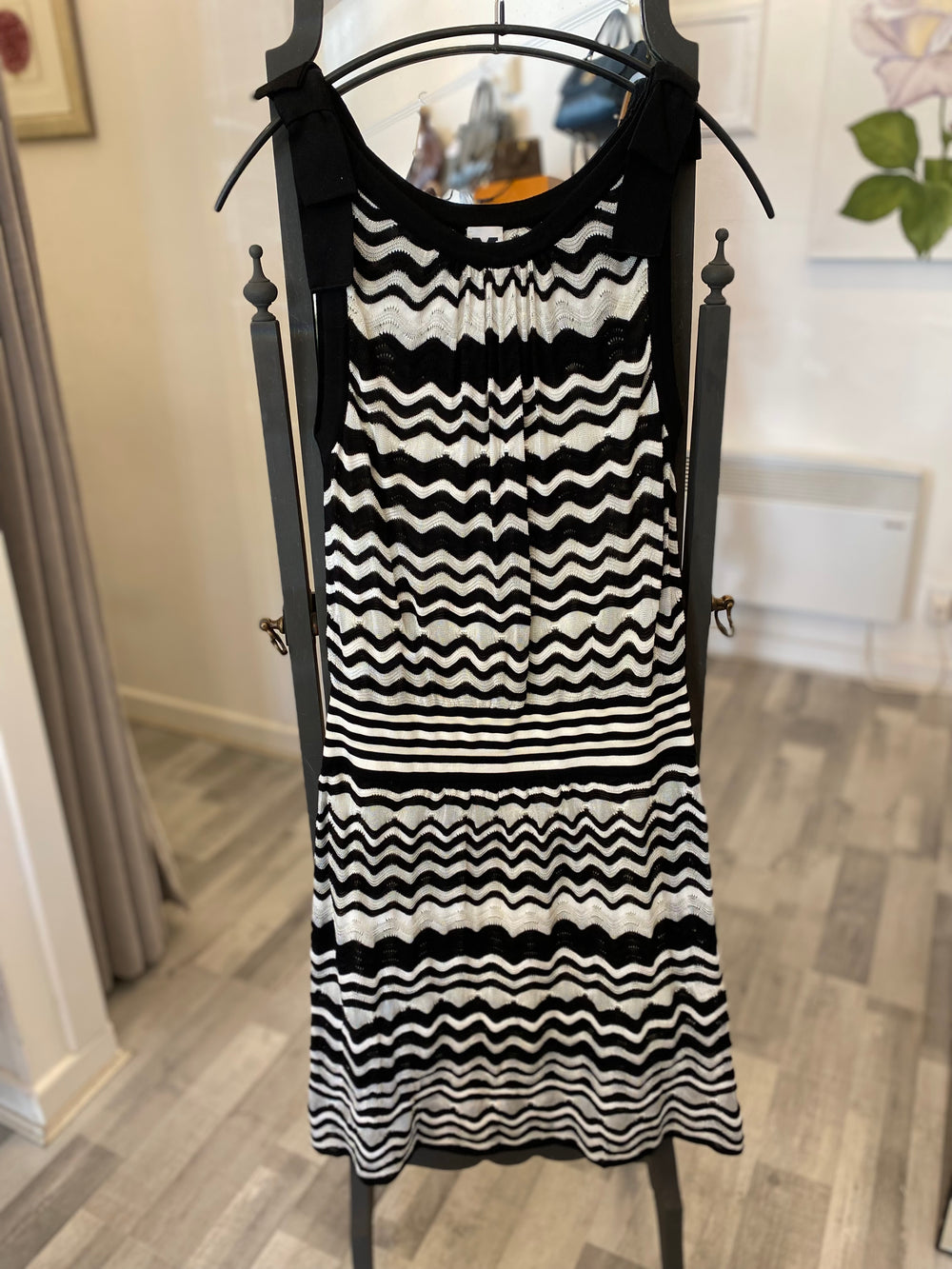 Pre Loved Missoni Chevron Black & White Strap Cotton Knit Dress IT 46 (fits uk10) NEW