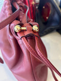 Pre loved Strathberry Charlotte drawstring handbag in burgundy leather