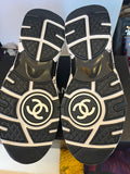 Pre Loved Chanel Runner Sneakers Black & White CC Suede & Leather UK6.5 New