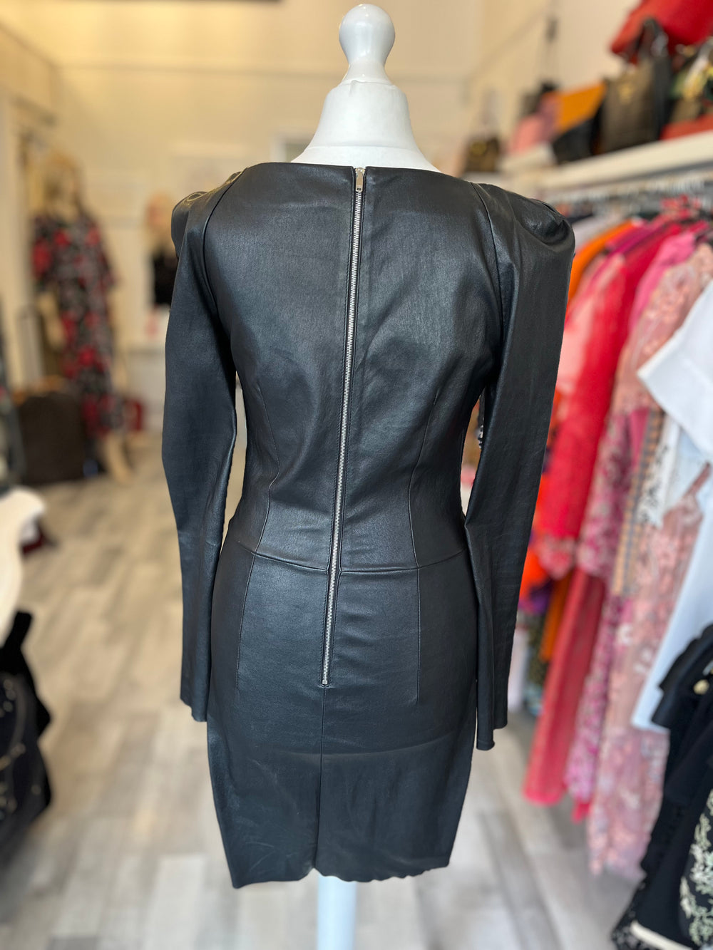 Pre Loved Jitrois Black Leather Dress Fr38 uk10