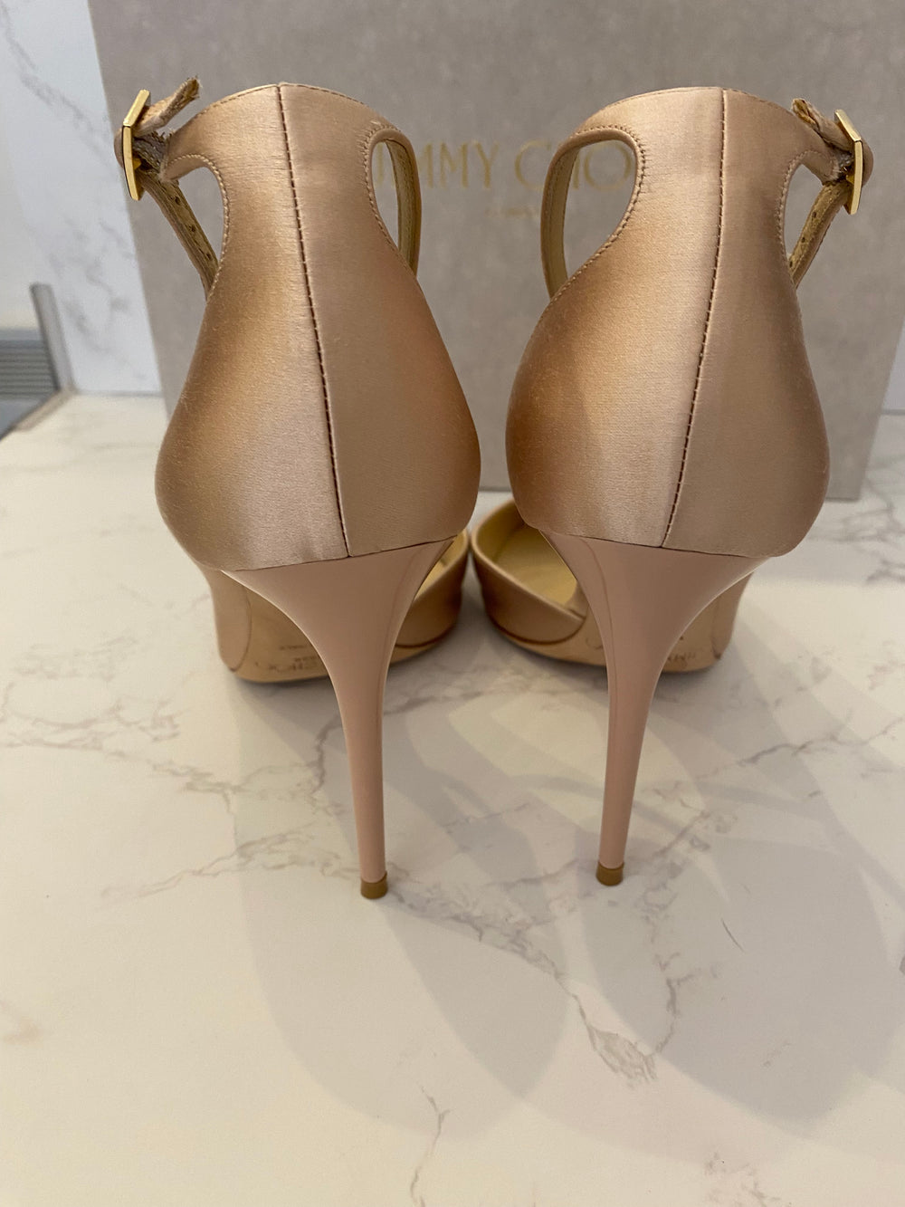 Pre Loved Jimmy Choo Lucy Dusty Pink Satin High Heel Shoe Pink UK 6