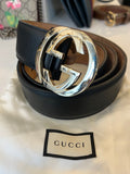 Gucci Black Leather GG Belt 95cm