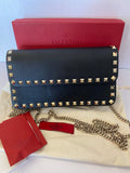 Pre Loved Valentino Garavani Rockstud Black Leather Crossbody (excellent)