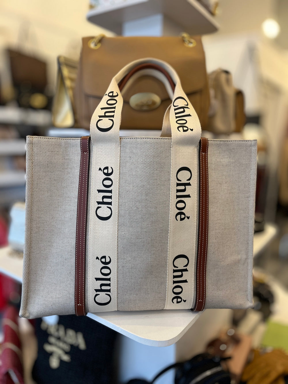 Pre Loved Chloe Large Woody Canvas Tote Bag (new)