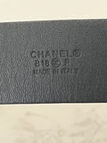 Pre Loved Chanel black Suede Belt With Crystal Embellisment UK12
