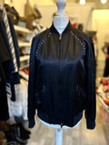 Pre Loved Valentino Black Rockstud Bomber Jacket UK 10