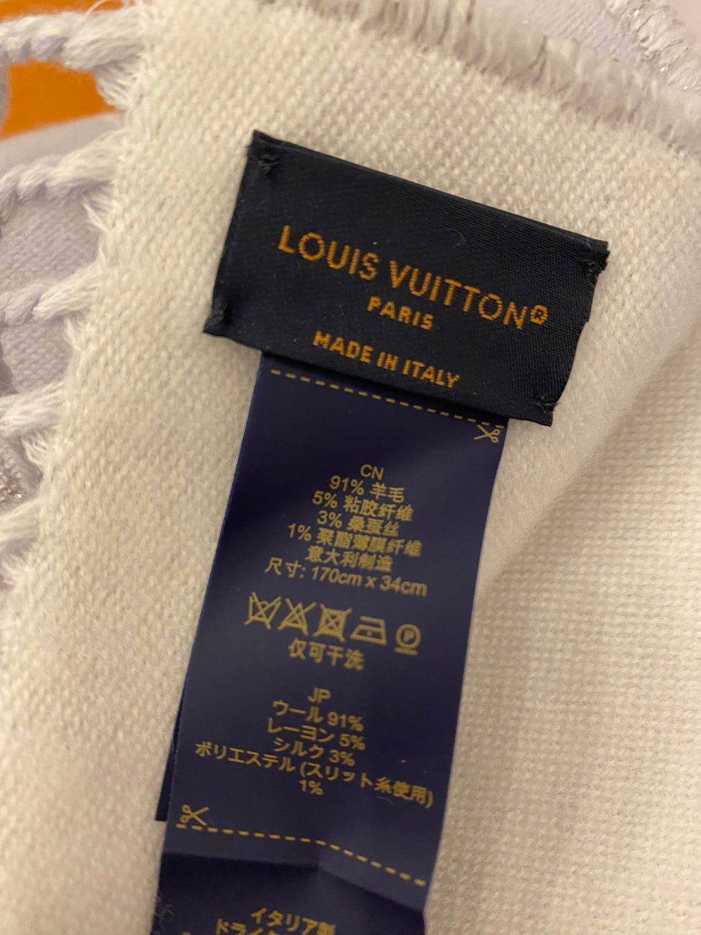 Pre Loved Louis Vuitton Wool & Silk Grey Monogram Scarf - NEW