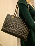 Pre Loved Chanel GST Grand Shopper Tote in Black Cavier Leather