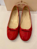 Pre Loved Prada Red Patent Ballet Flats uk7