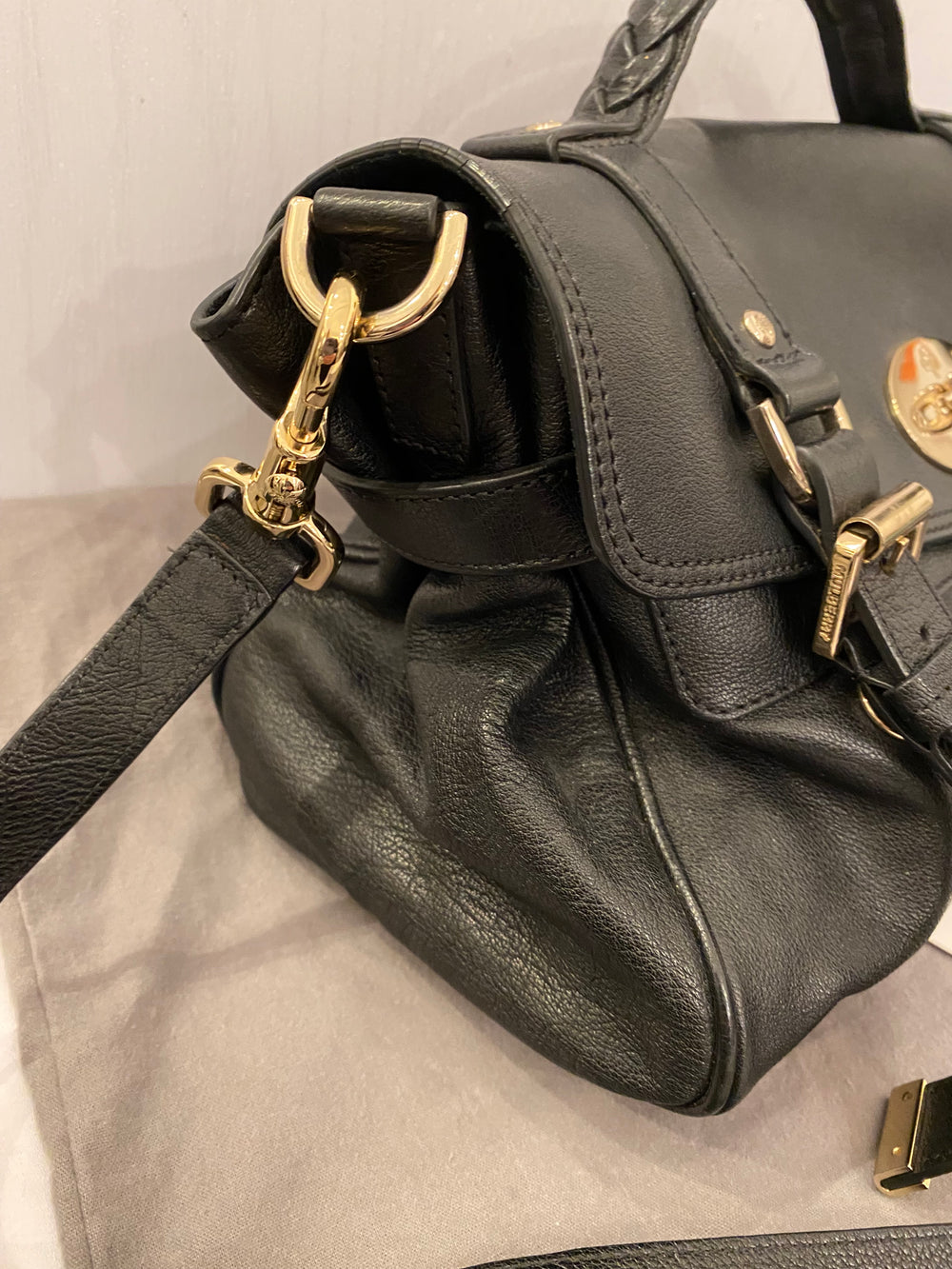 Pre Loved Mulberry Small Alexa in Black Polished Buffalo