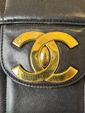 Chanel Vertical Stitched CC Jumbo in Black Lambskin Leather