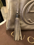 Pre Loved Gucci Soho Chain Shoulder Bag in Metallic Pewter Leather (excellent)