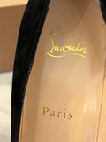 Pre Loved Christian Louboutin Very Conic 120 Black Suede Peeptoe Heels Size UK 6 (New)