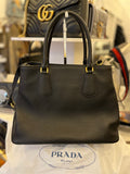 Prada Monochrome Bag in Black Pebbled Leather