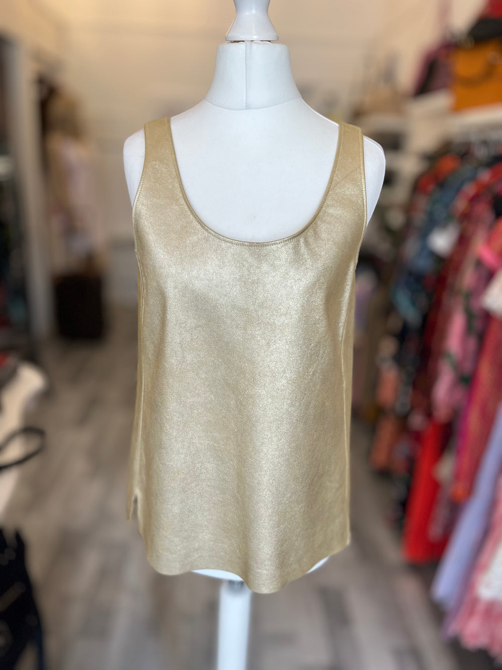 Pre Loved Hermes Gold Calf Leather Sleeveless Top