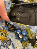 Pre Loved Escada Textured Blue Floral  Dress and Coat Suit UK10 (excellent)