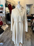 Max Mara Cream Wool Coat with Leather Belt UK 14 (fits 12-14)