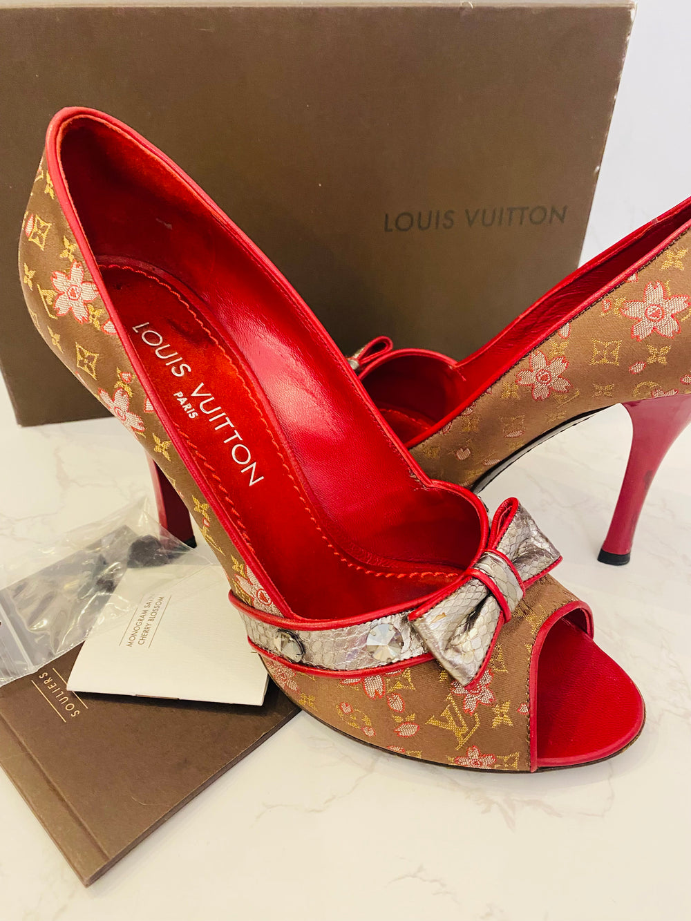 Pre Loved Louis Vuitton Monogram Cherry Blossom Heels UK 4