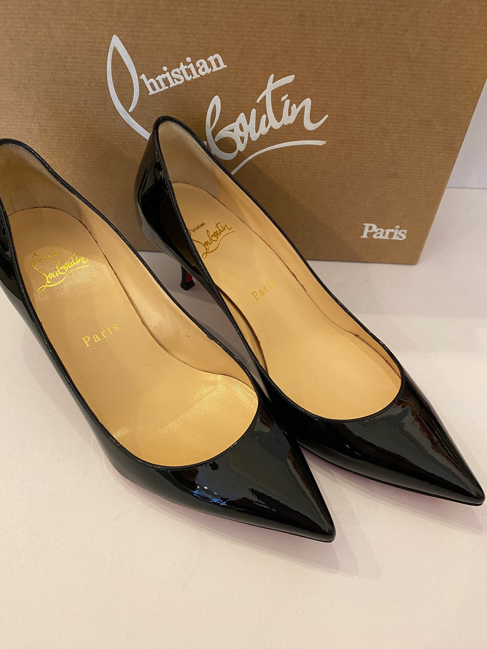 Christian Louboutin Pigalle Follies 65 in Black Patent - UK size 4
