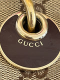 Pre Loved Vintage Gucci Brown Monogram Canvas & Oxblood Patent Leather Bag
