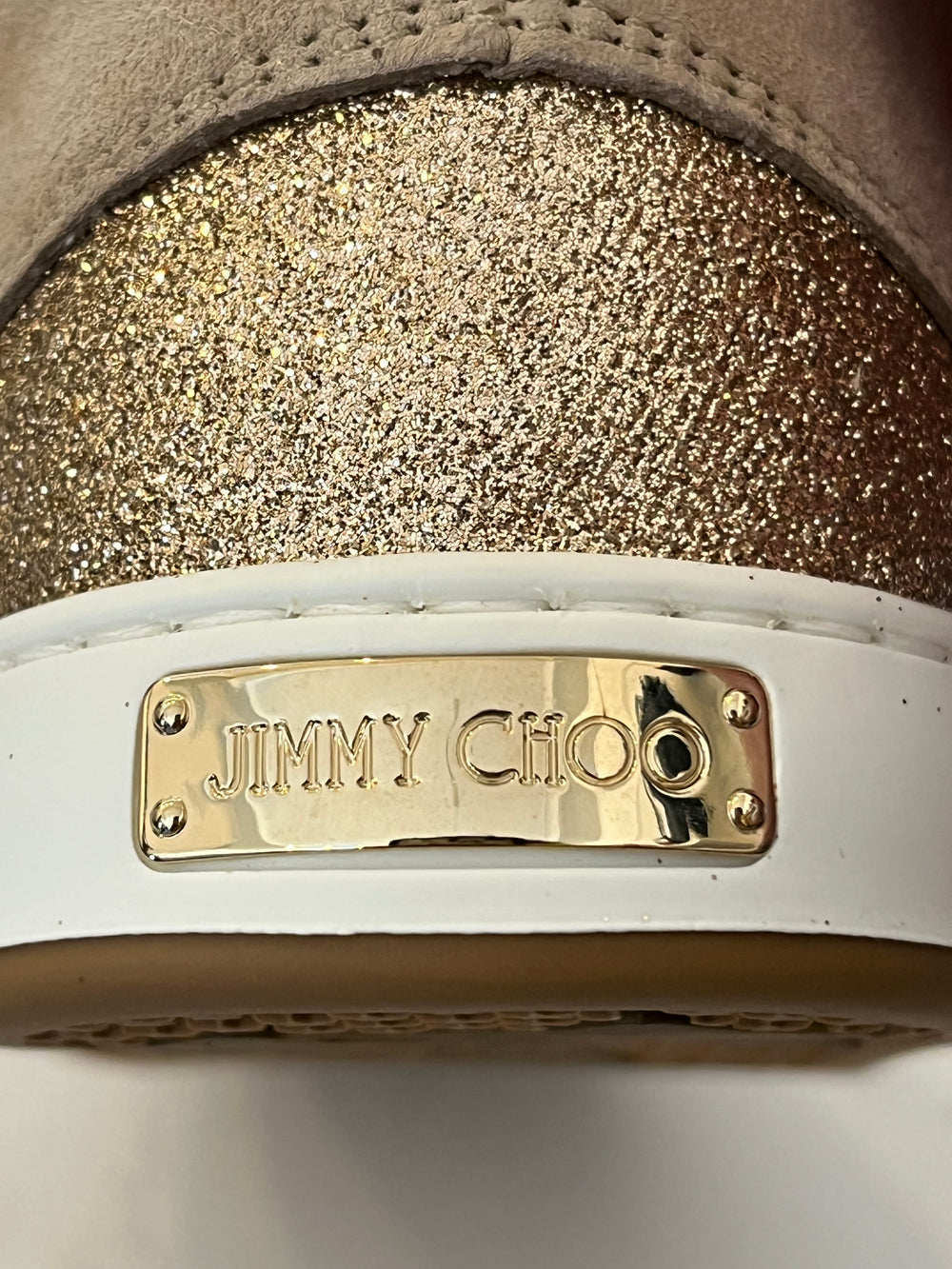 Pre Loved Jimmy Choo Nude Glitter Trainers UK8 (excellent)