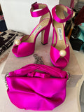 Pre Loved Jimmy Choo Socorie 120 Platform Heels UK 4.5 - Pre Loved Jimmy Choo Fuchsia Bonny Bag