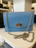 Pre Loved Mulberry Small Darley in Blue Leather on Silver Tone Chain