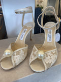 Pre Loved Jimmy Choo Ceam Lace & Pearl  UK 4.5