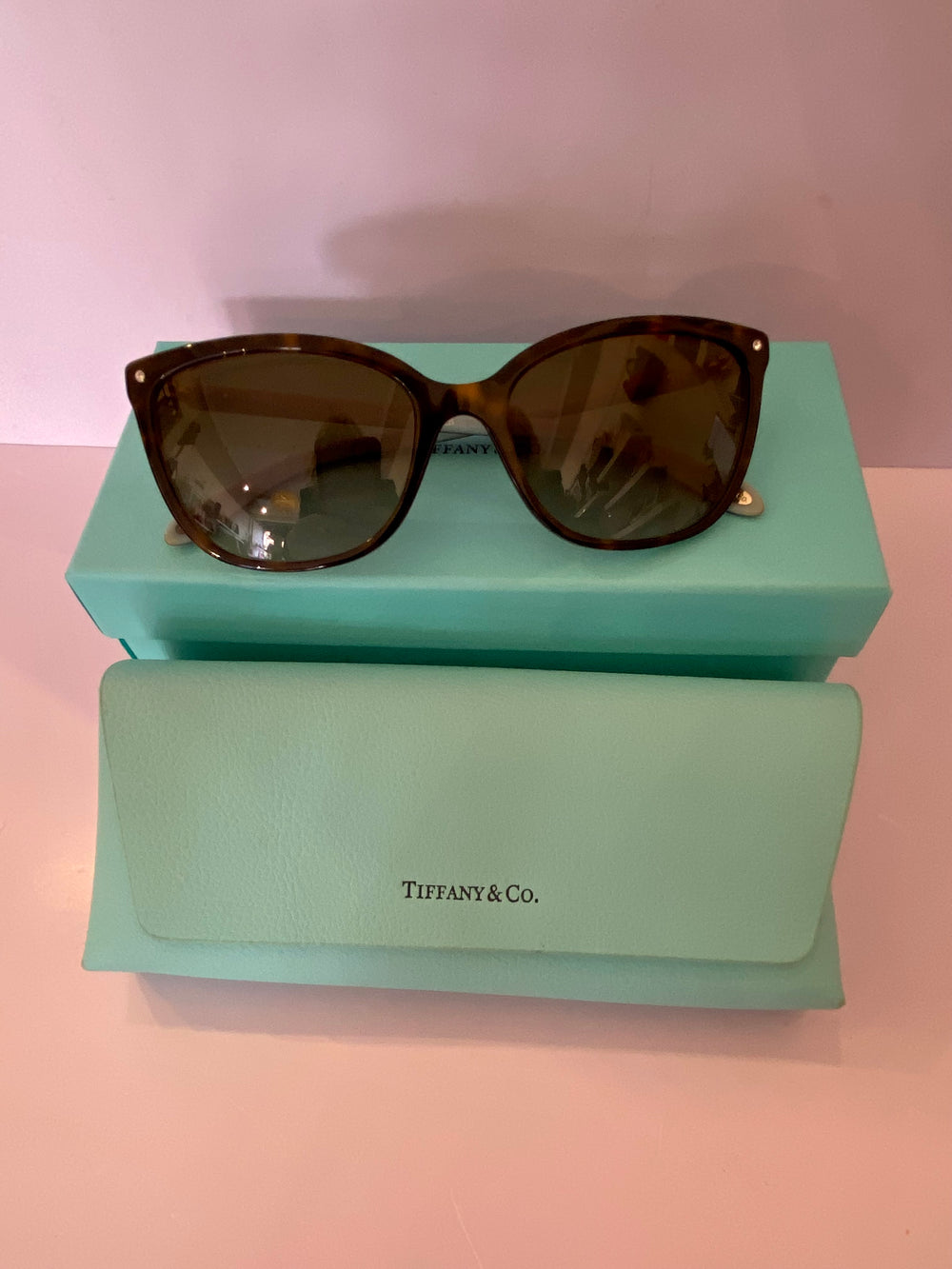 Pre Loved Tiffany & Co Tortoiseshell & Havanna Blue Sunglasses TF4105