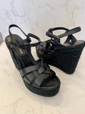 Pre Loved Saint Laurent Tribute espadrille wedge heels in black -UK 7.5